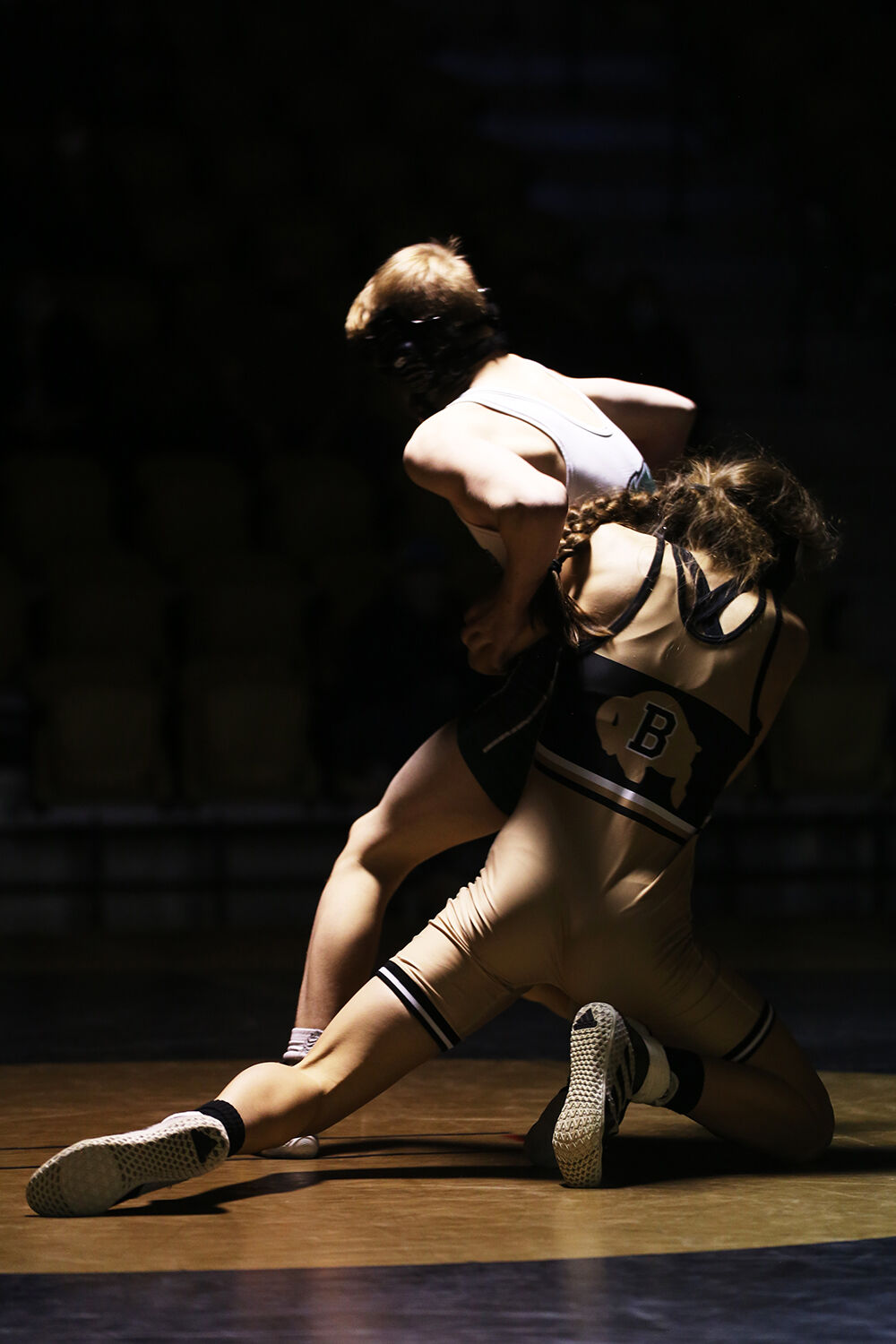 Teila Peters pulls her opponent Ethan Keffer